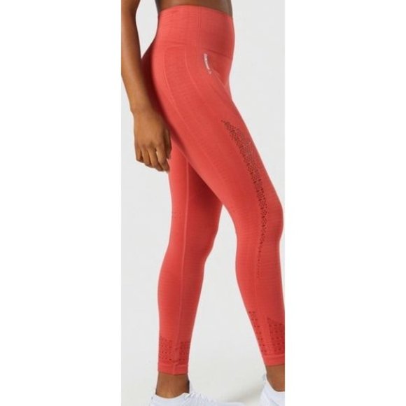 GymShark Women's Red Nylon Elastane Seamless Leggings Size M 1126 - Picture 3 of 14